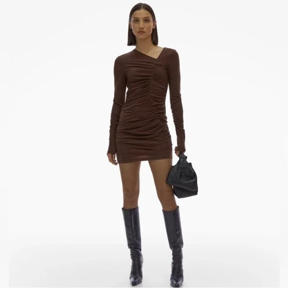 HELMUT LANG ASYMMETRIC LONG SLEEVE DRESS - Picture 2 of 5